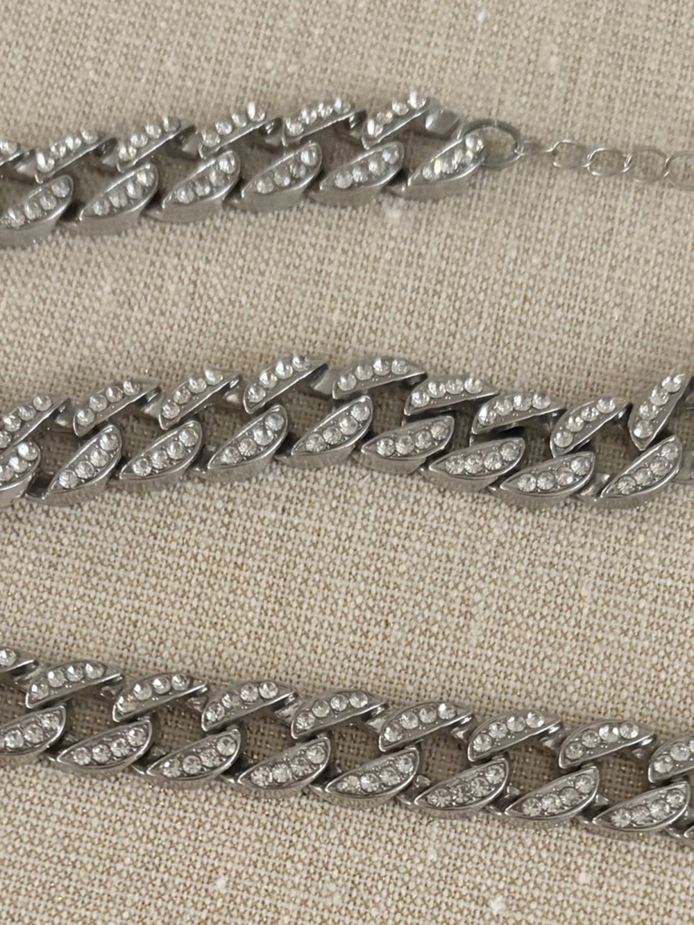 Silver Crystal Cuban Link Necklace - Women Jewelry - Picture 3 of 4